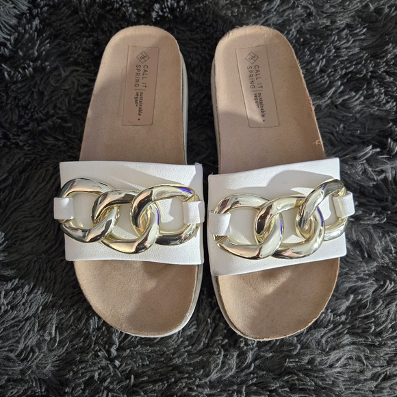 Call it Spring | White Vegan Leather Slides Sz 6 - Picture 1 of 7